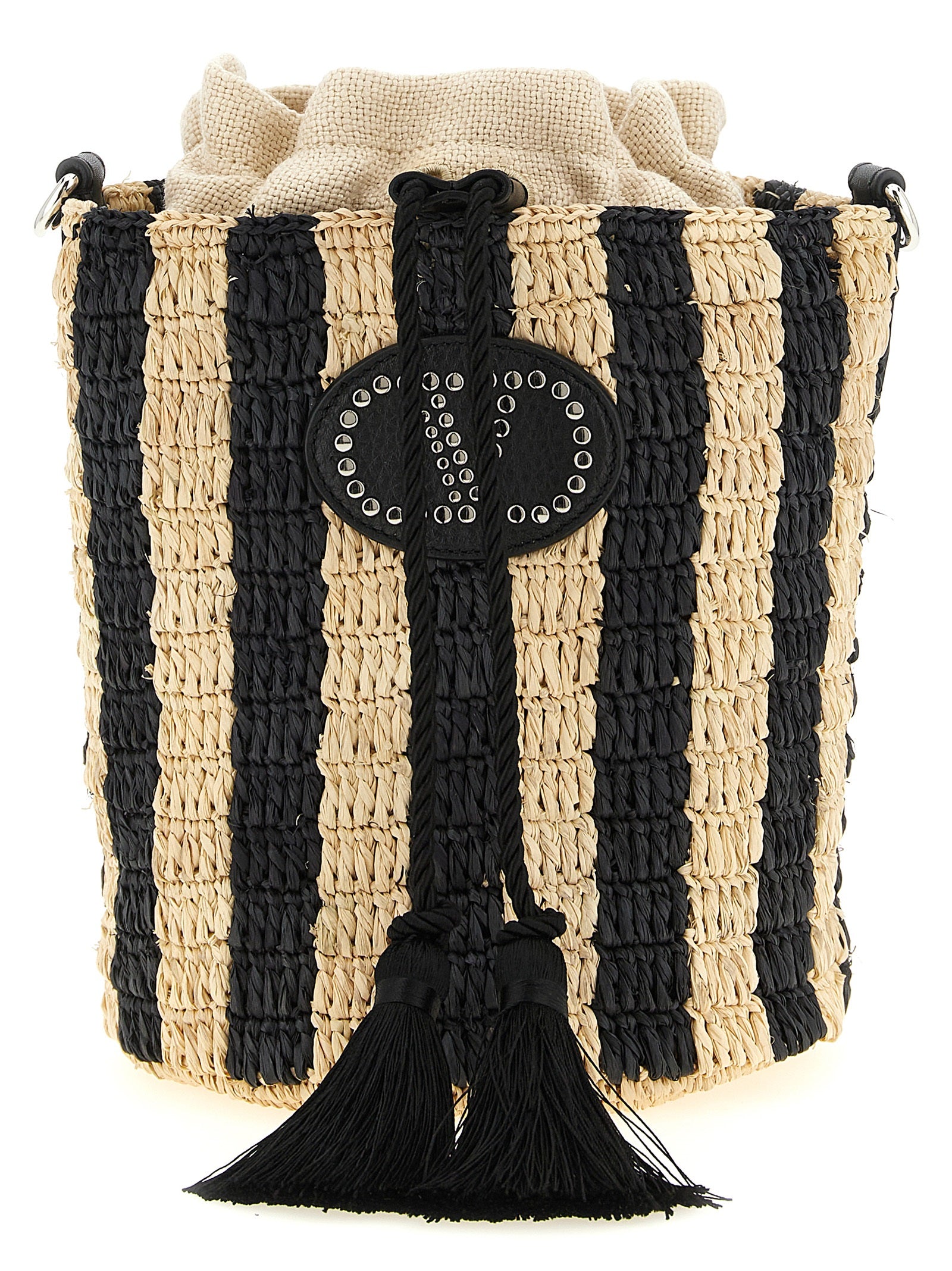Small Raffia Bucket Shoulder Bag