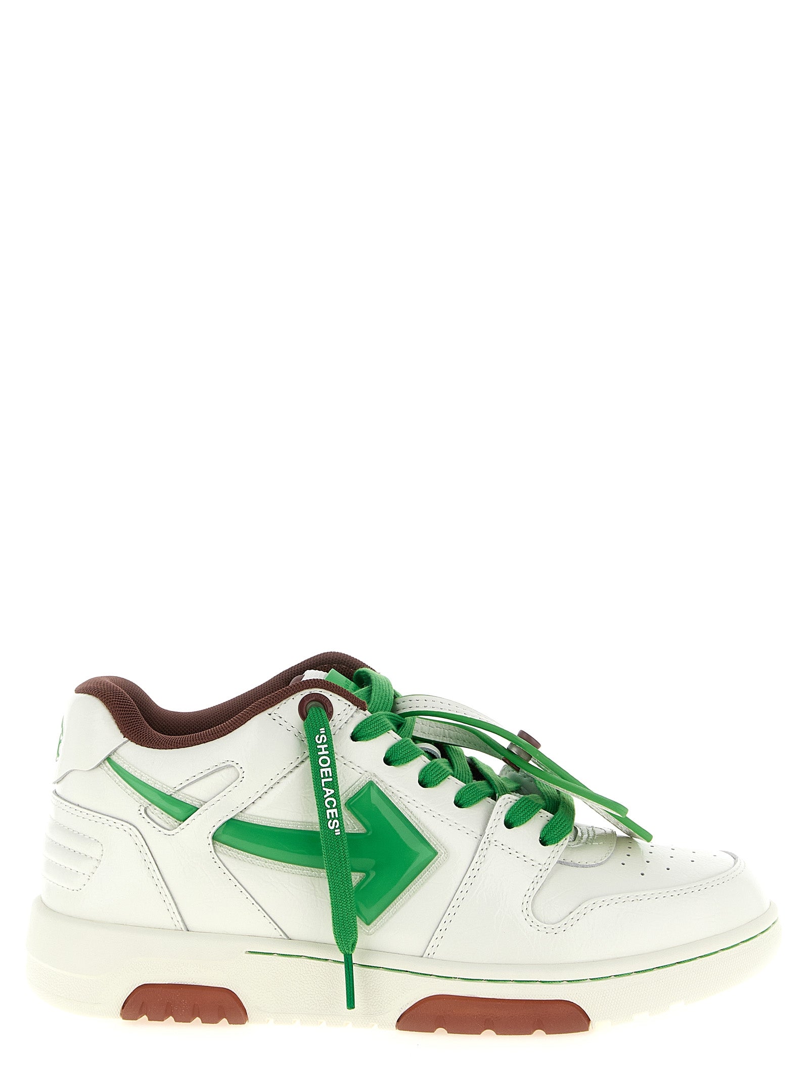 Green Craquelé Leather Sneakers with Bubble Arrow Logo
