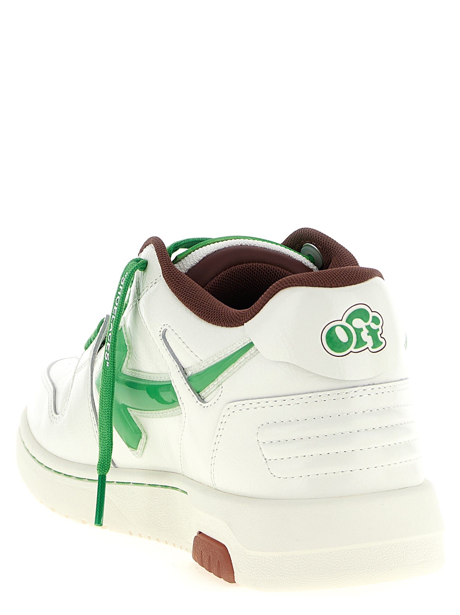 Green Craquelé Leather Sneakers with Bubble Arrow Logo