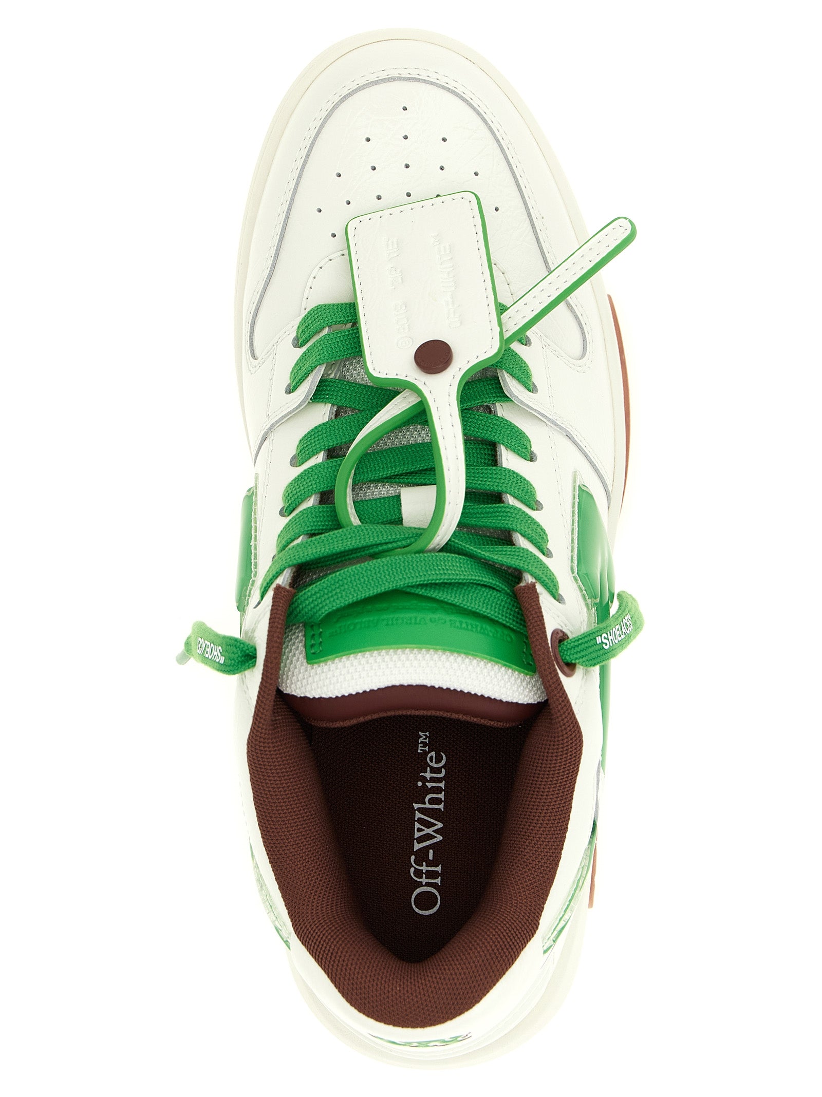 Green Craquelé Leather Sneakers with Bubble Arrow Logo
