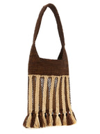 Two-Tone Woven Raffia Praia Shoulder Bag