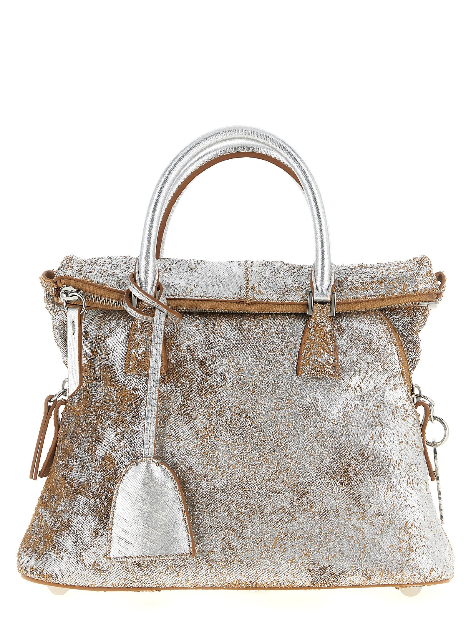 Silver Mini Handbag in Sheepskin Leather