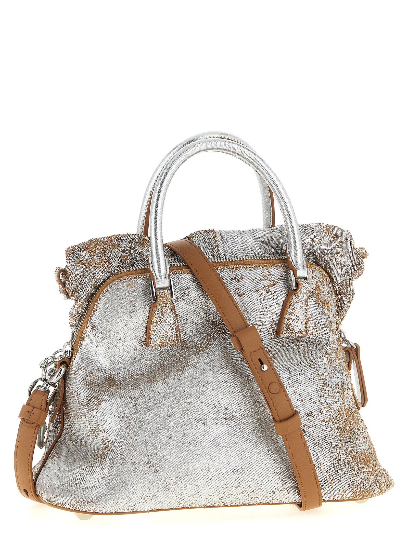 Silver Mini Handbag in Sheepskin Leather