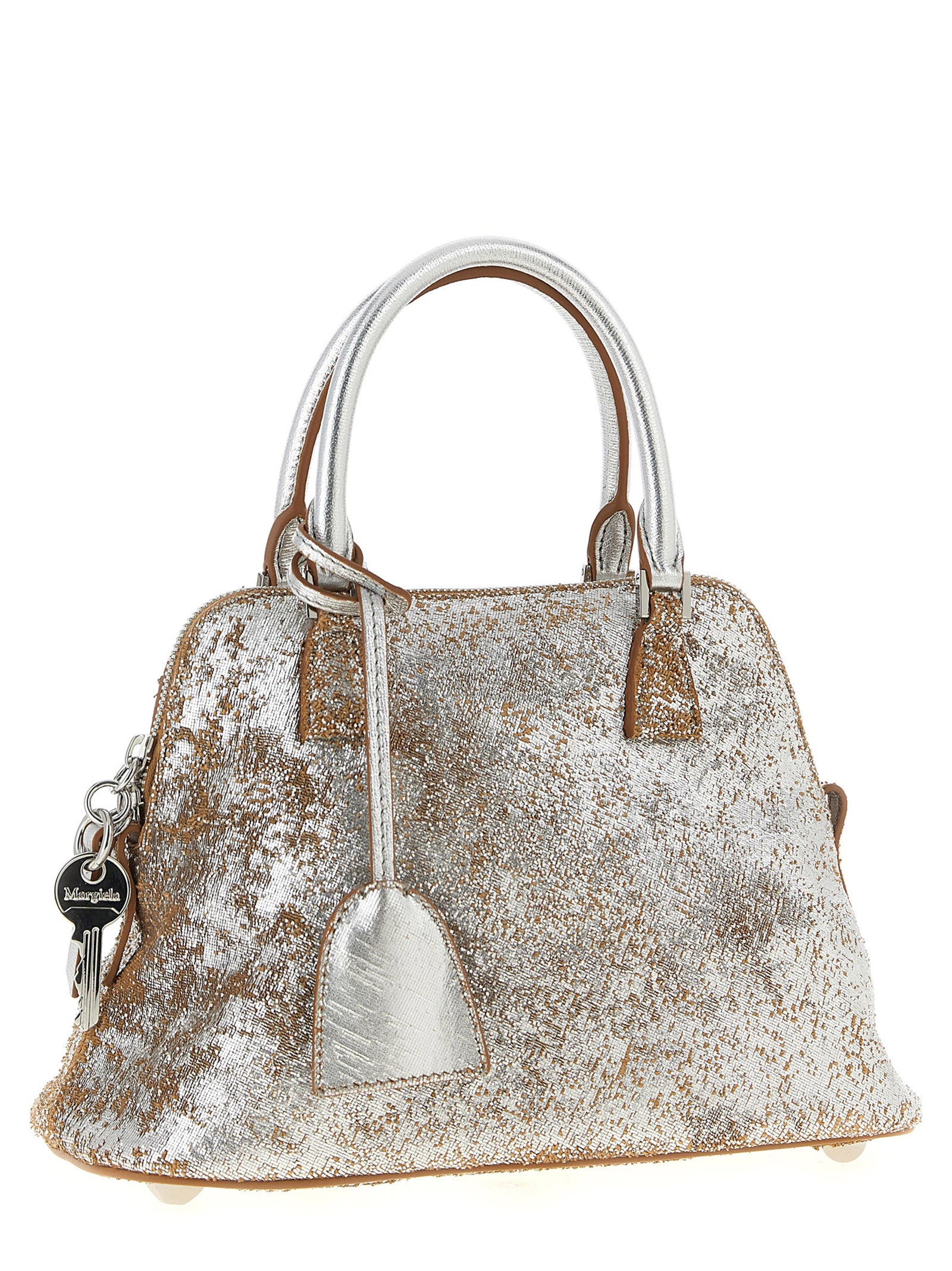 Silver Mini Handbag in Sheepskin Leather