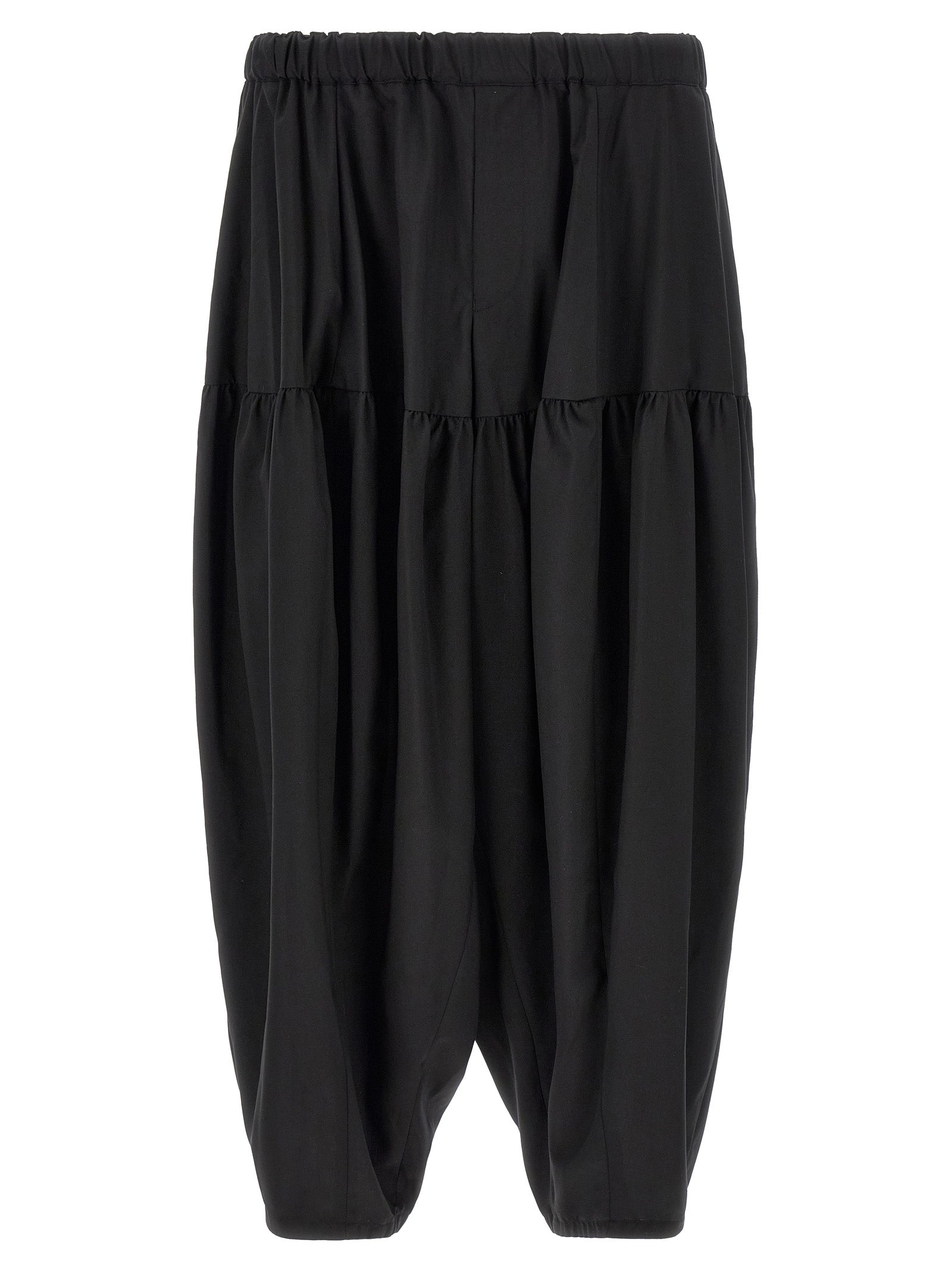 Black Barrel Leg Polyester Pants