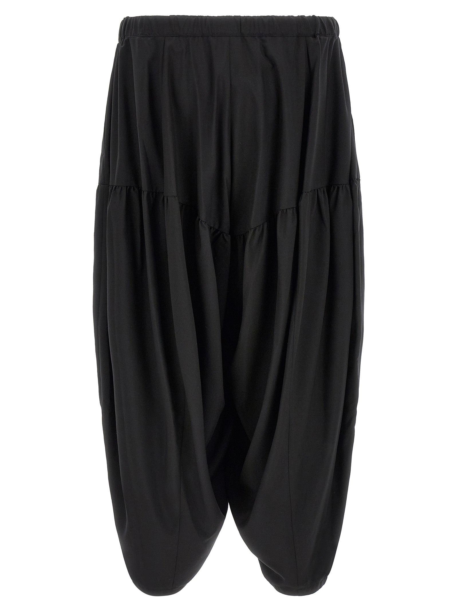 Black Barrel Leg Polyester Pants