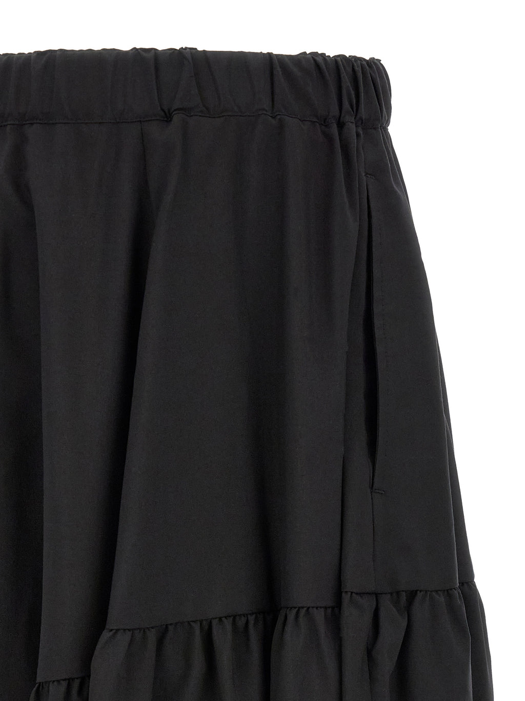 Black Barrel Leg Polyester Pants