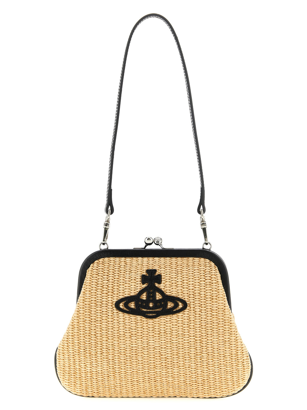 Beige Cotton Braided Raffia Clutch