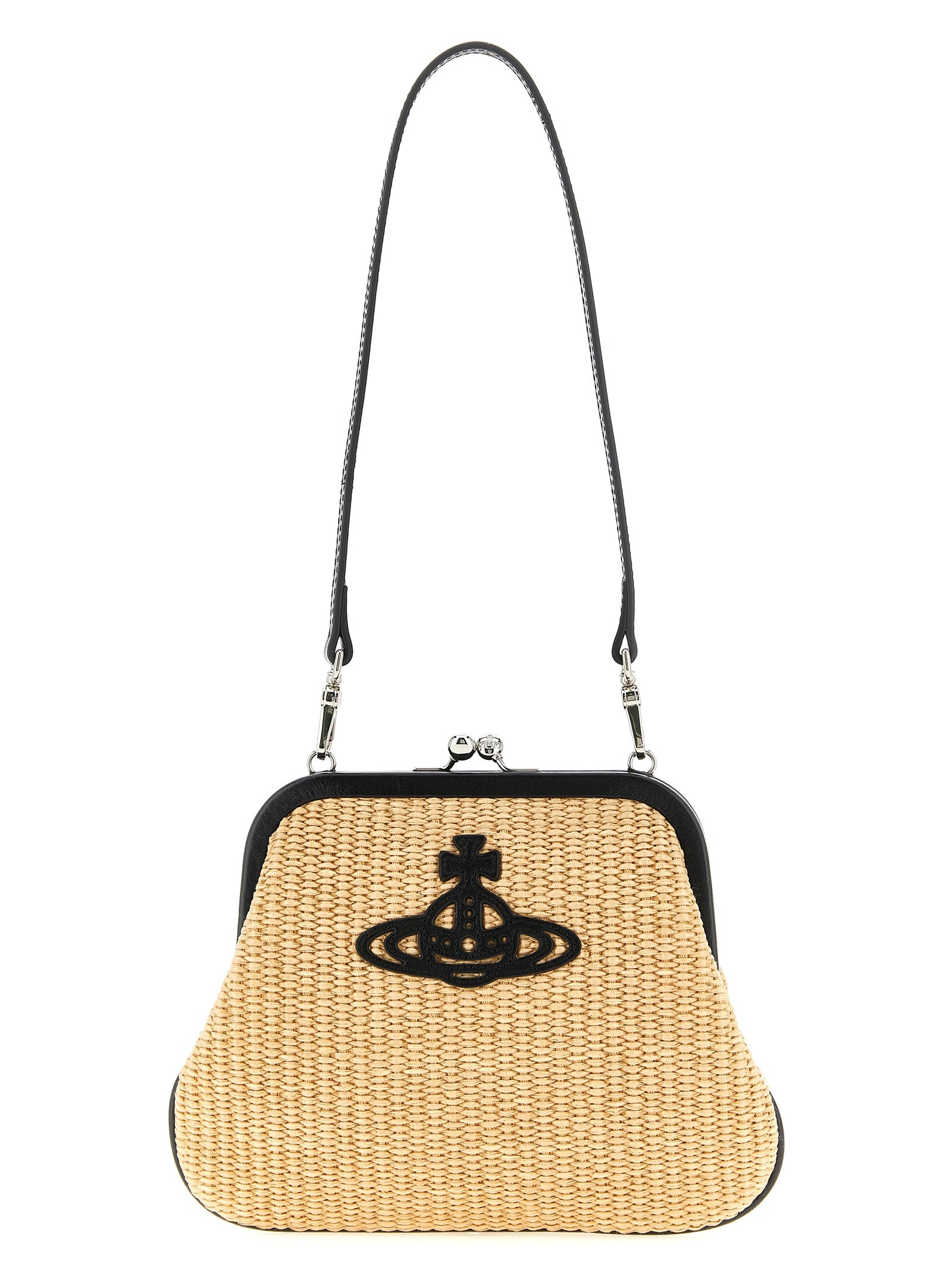 Beige Cotton Braided Raffia Clutch