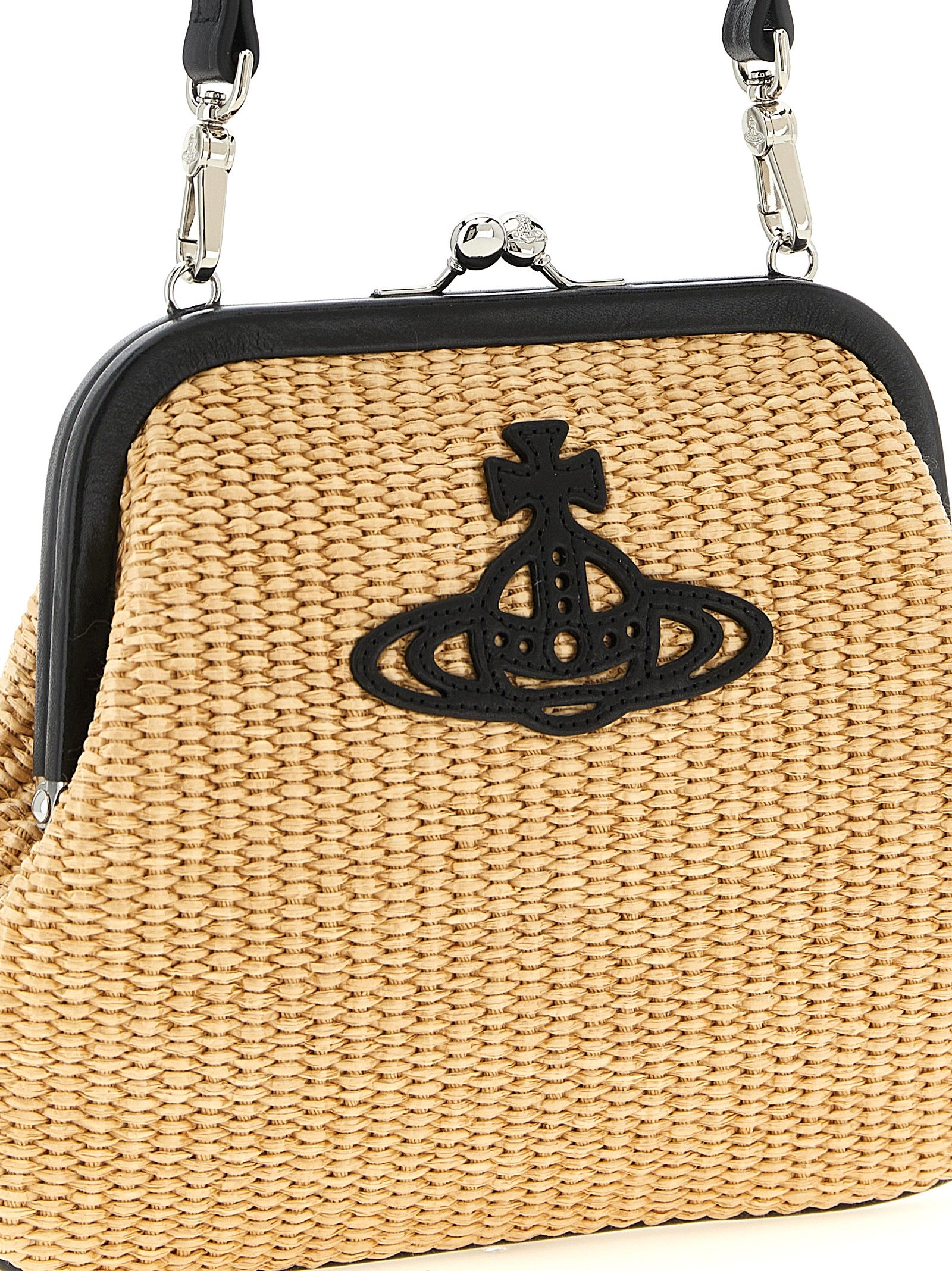 Beige Cotton Braided Raffia Clutch