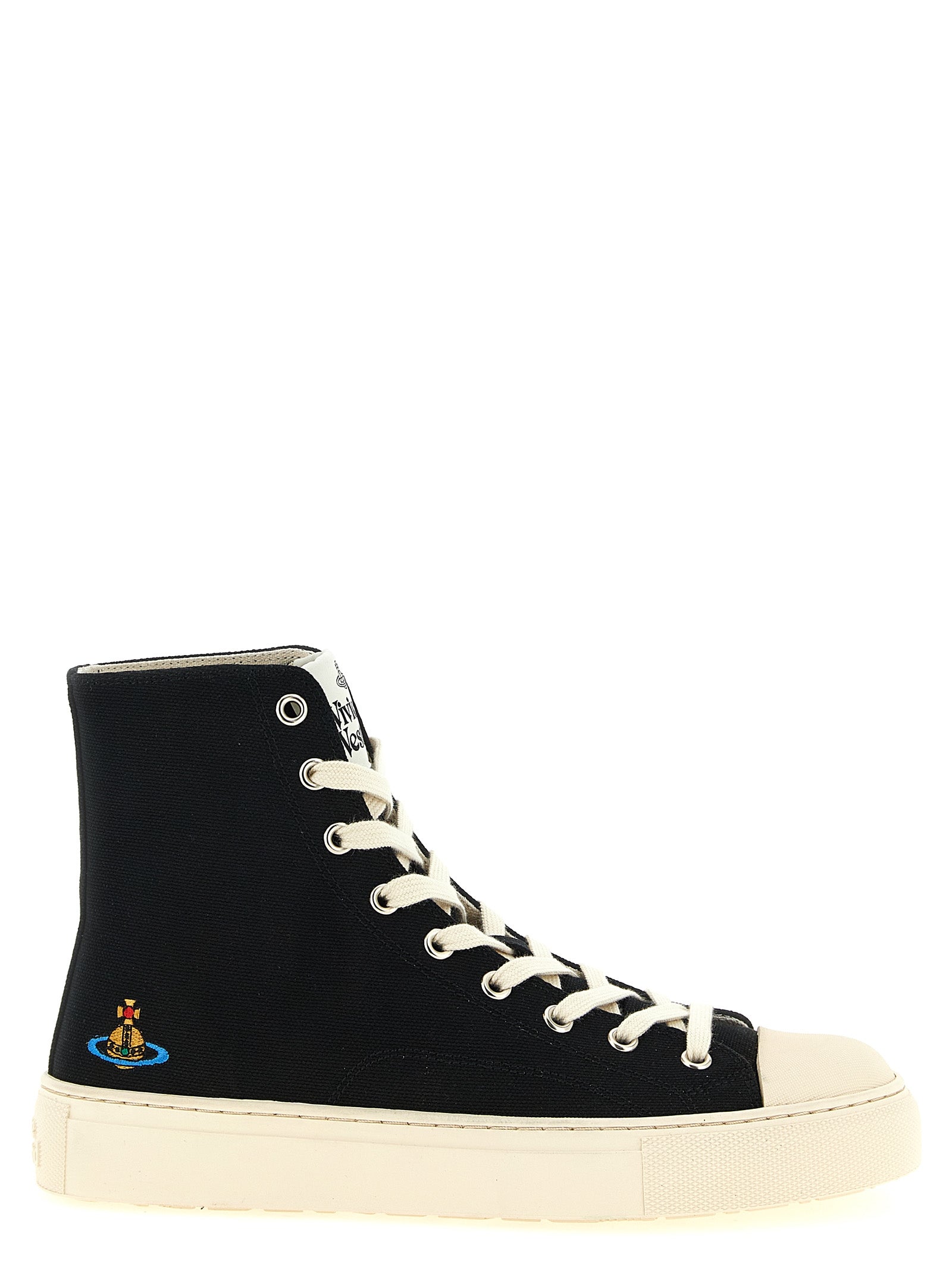 Cotton Plimsoll High‑Top Sneakers