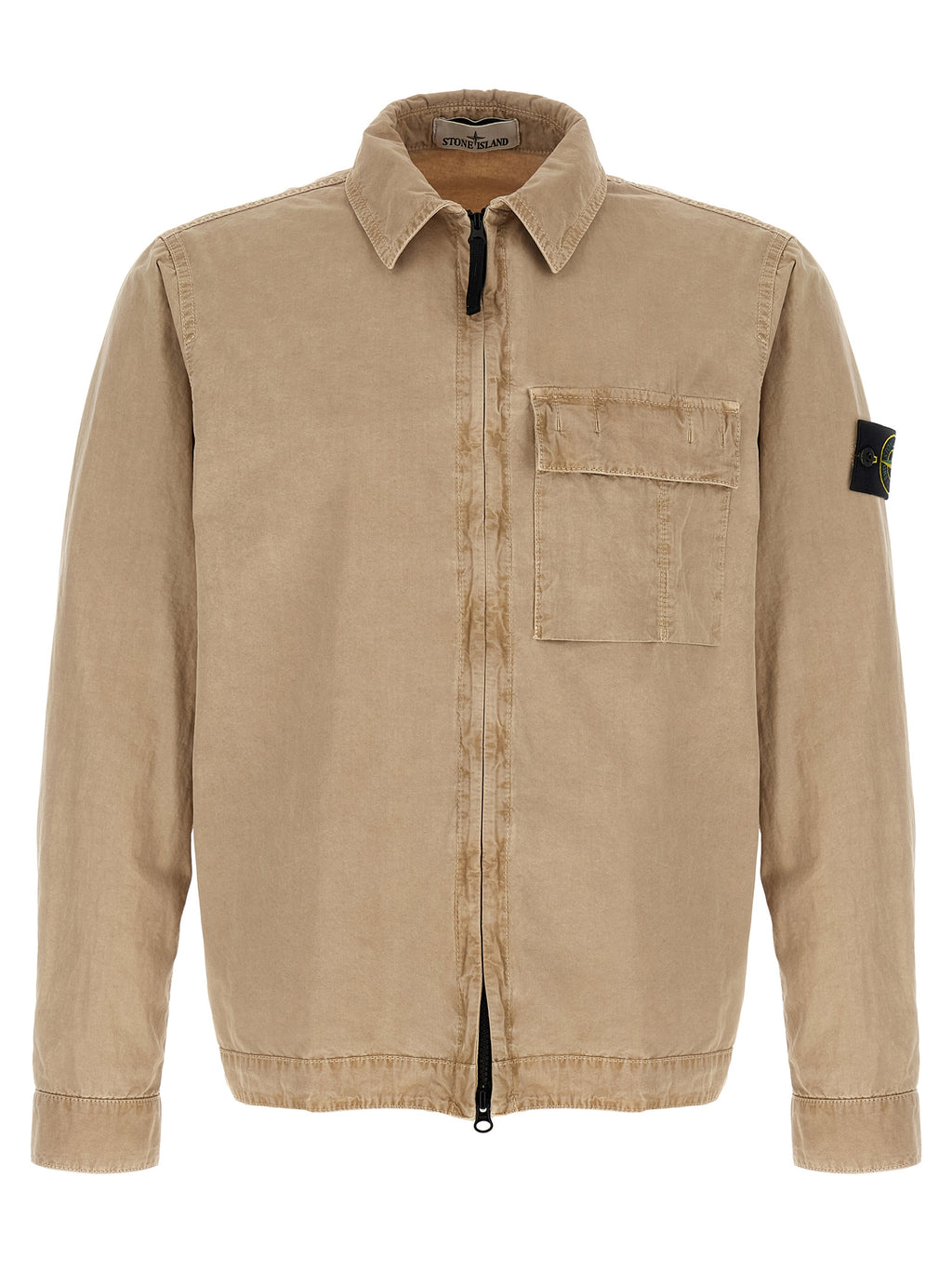 Beige Brushed Cotton Overshirt