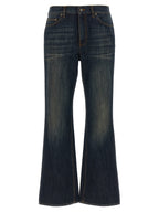 Blue Cotton Flared Jeans