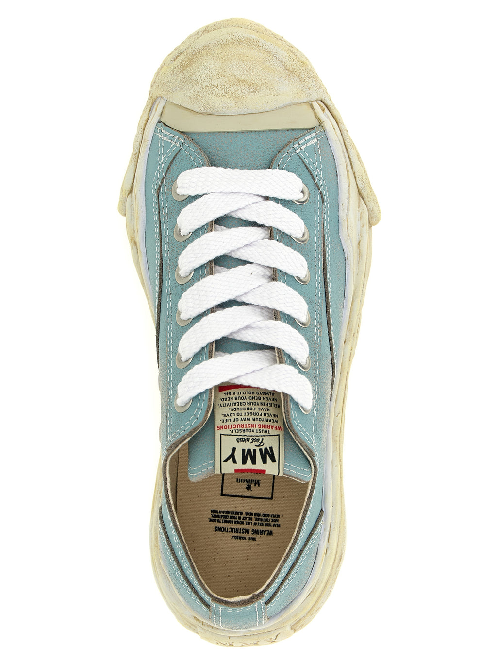 Light Blue Cowhide Hank Low-Top Sneakers