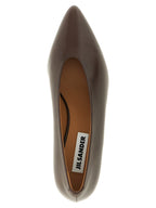 Brown Calfskin Arc Mid Heel Pumps