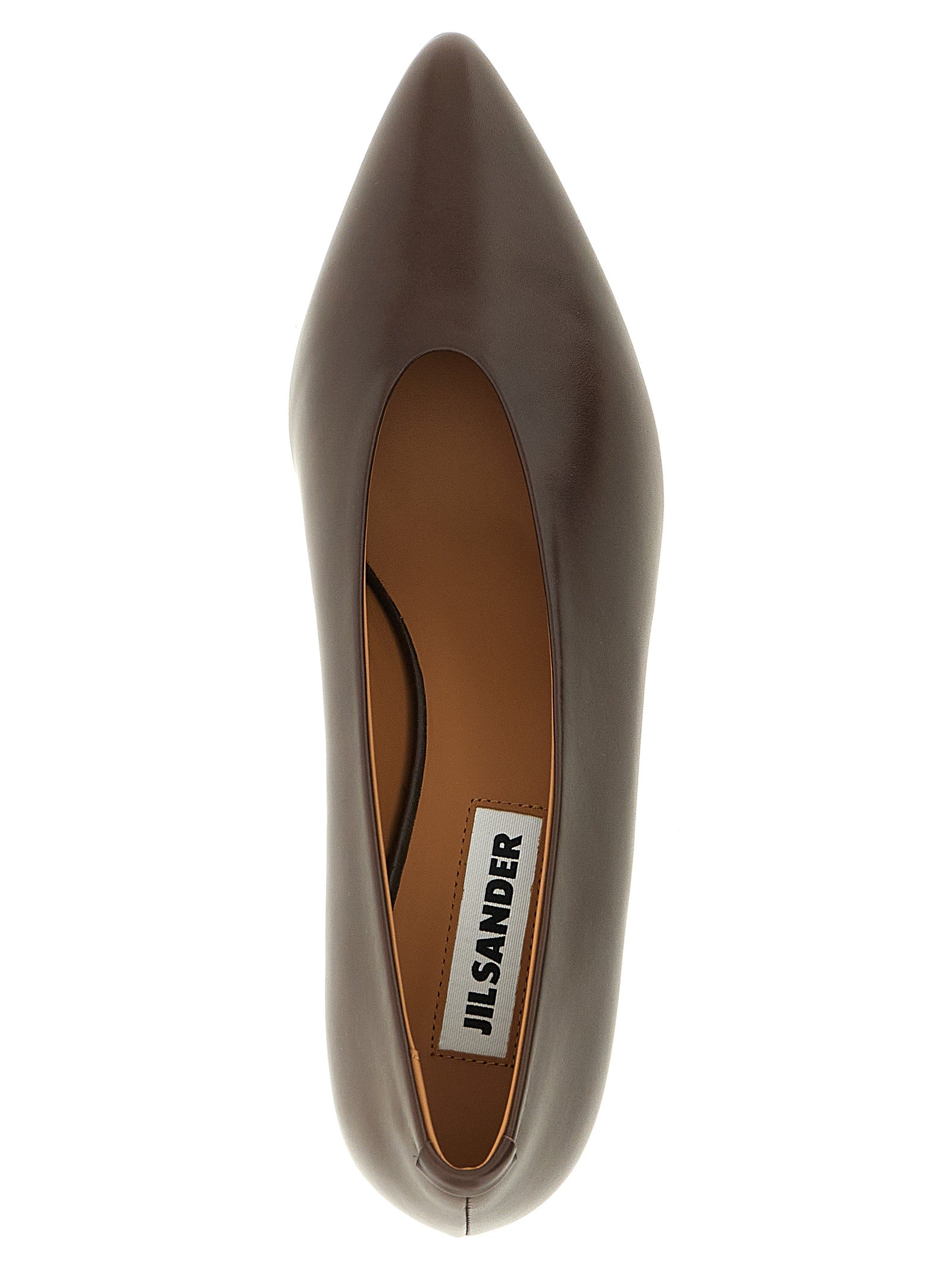 Brown Calfskin Arc Mid Heel Pumps