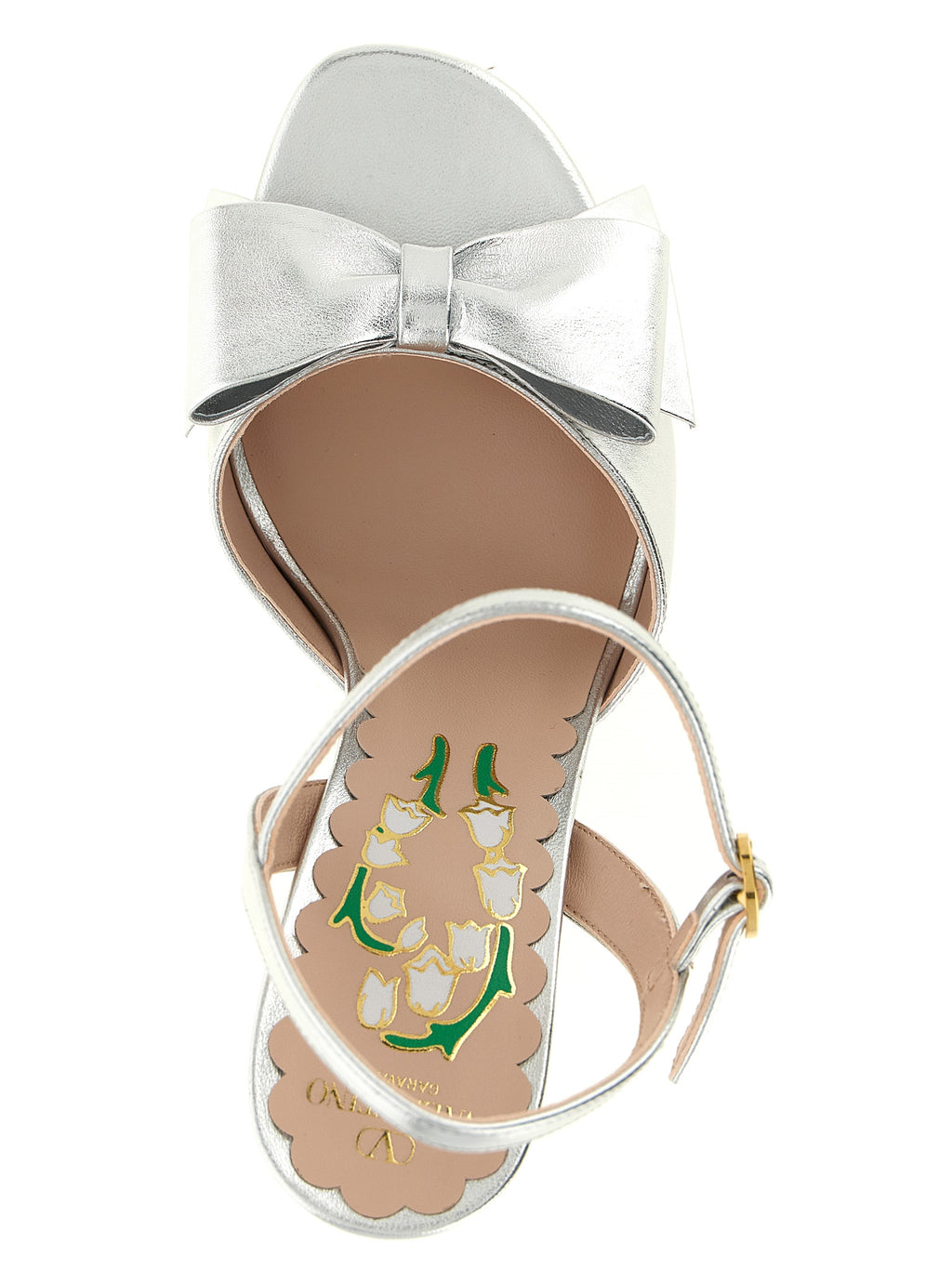 Silver Leather Stiletto Heel Sandals