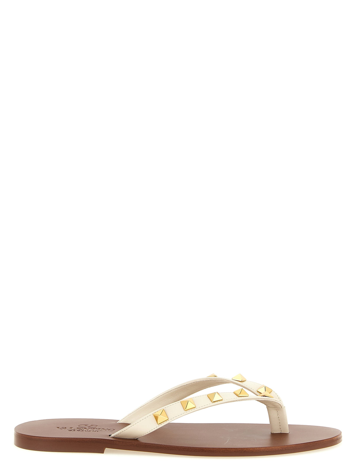 Calfskin Thong Rockstud Sandals