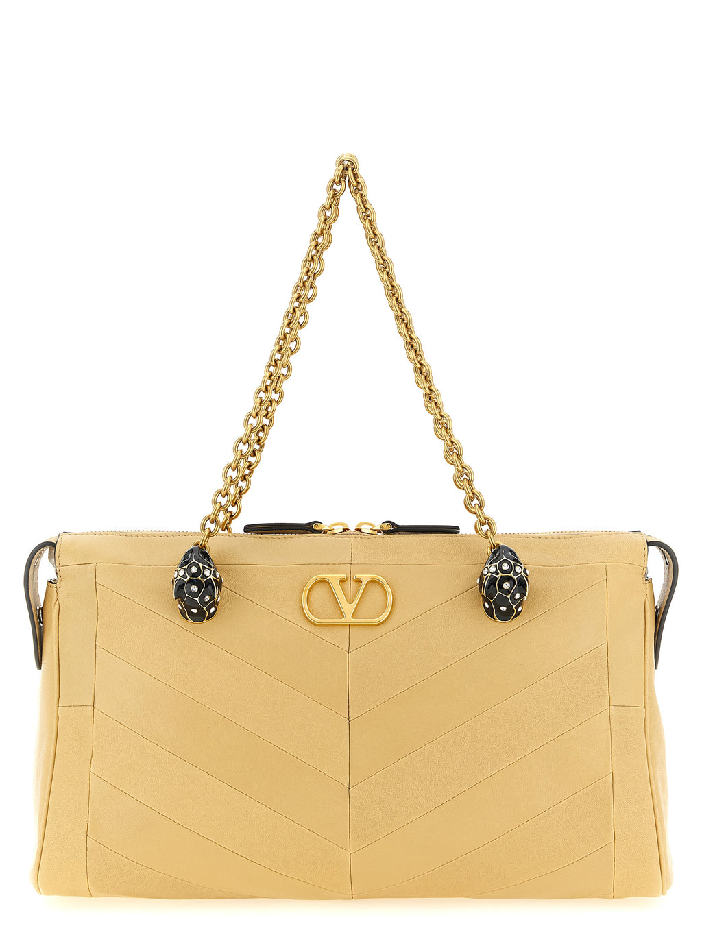 Beige Nappa Leather Panthea Shoulder Bag