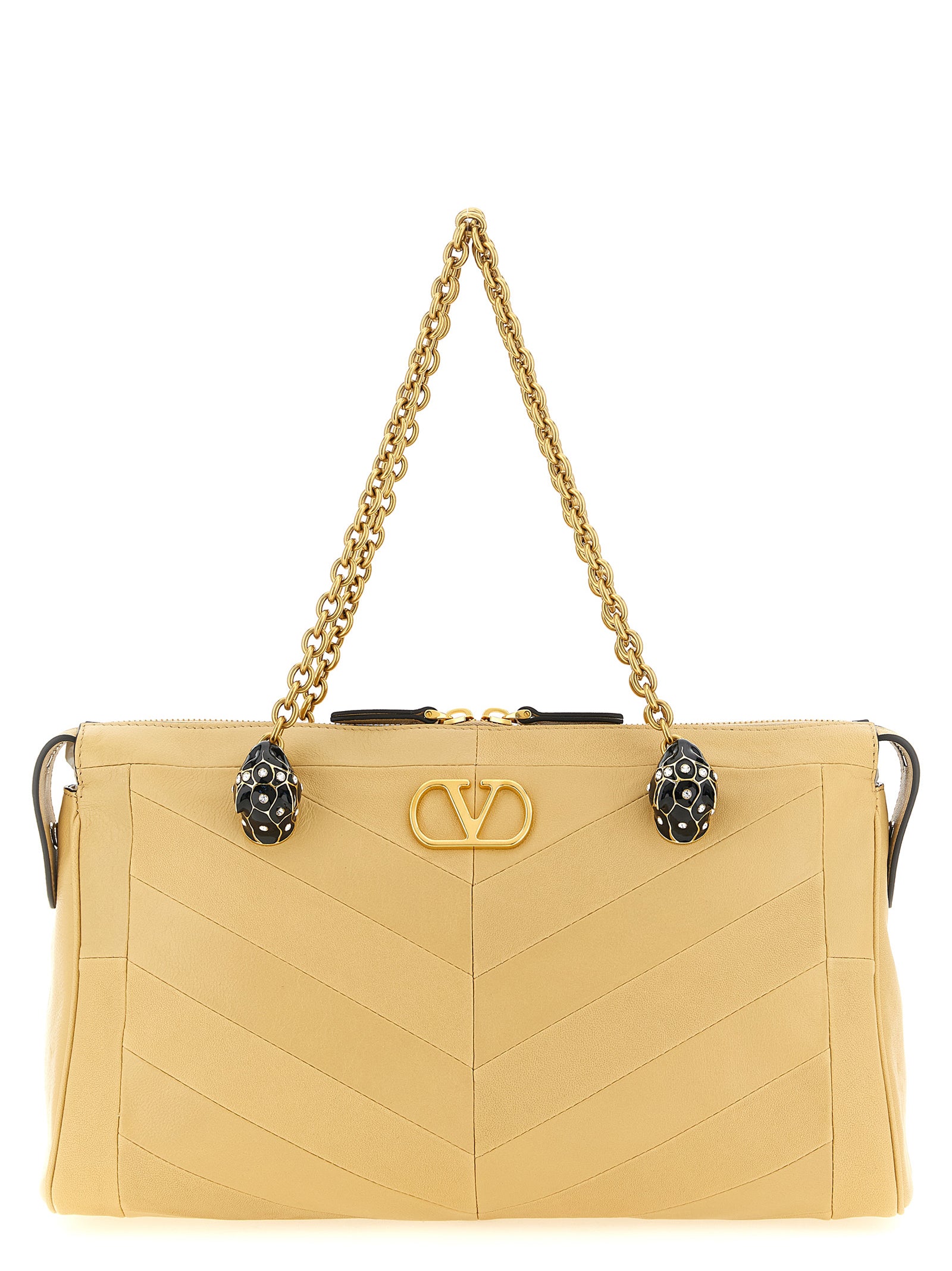 Beige Nappa Leather Panthea Shoulder Bag