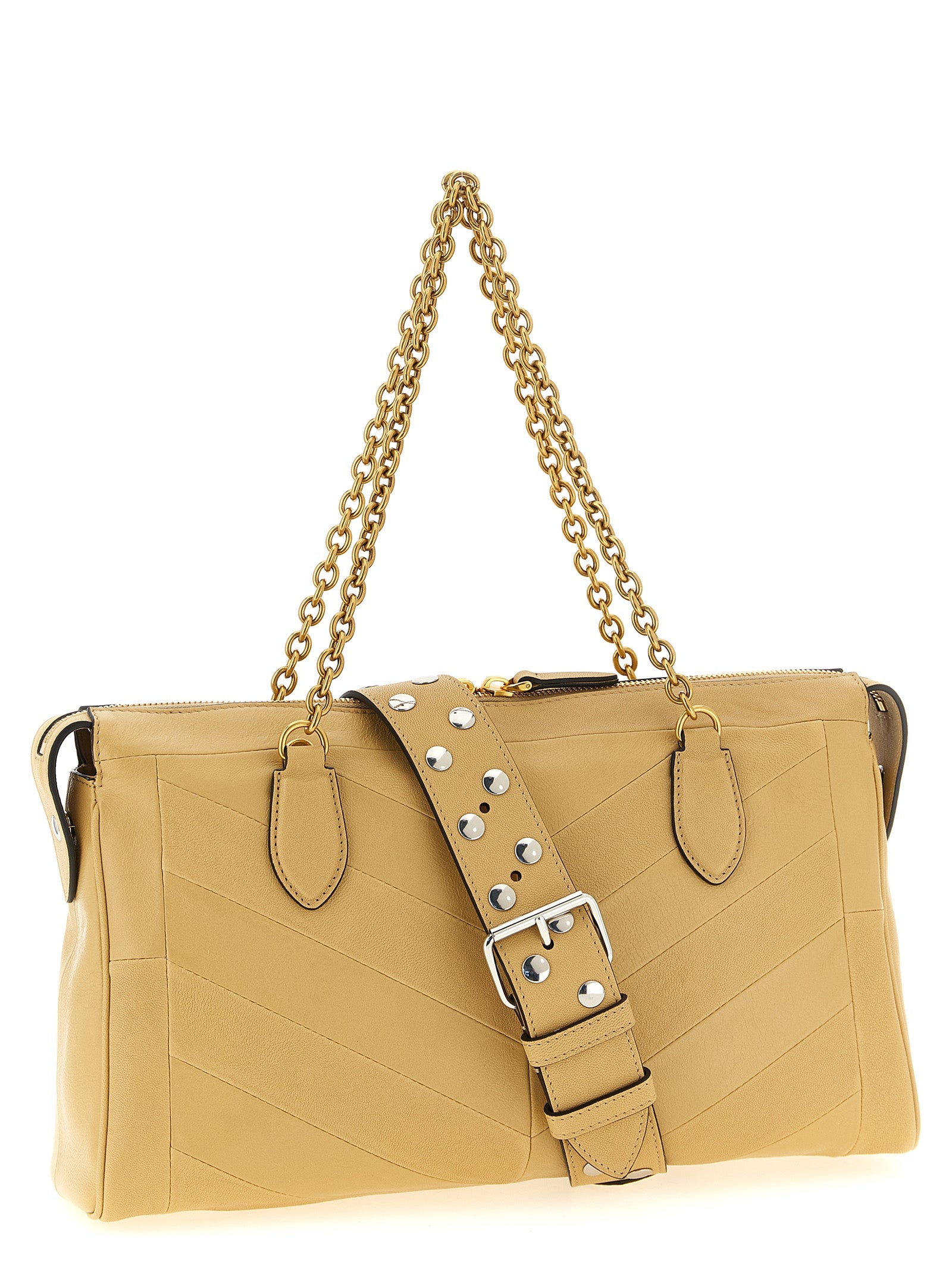 Beige Nappa Leather Panthea Shoulder Bag