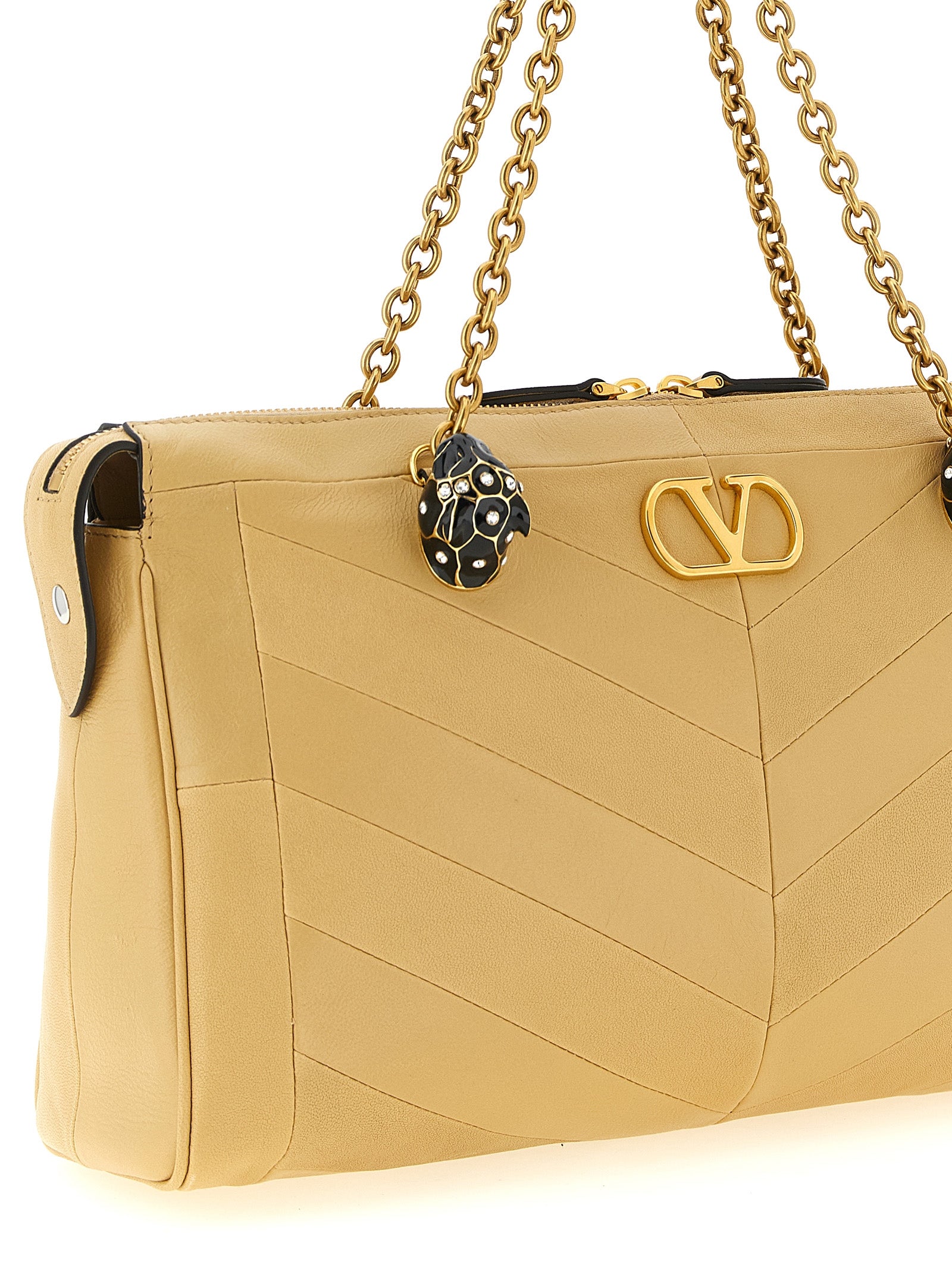 Beige Nappa Leather Panthea Shoulder Bag