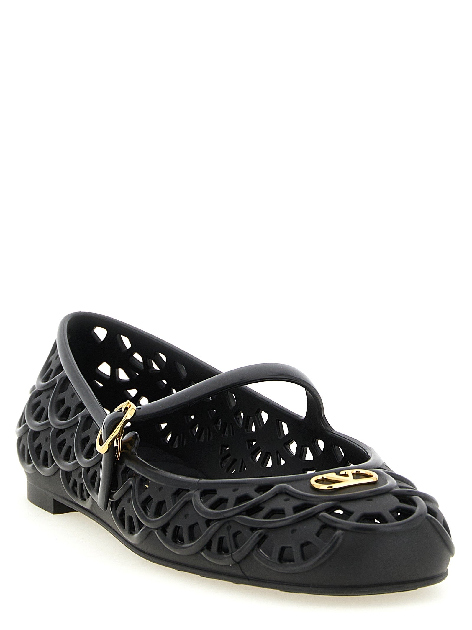 Black PVC Ondette Ballet Flats