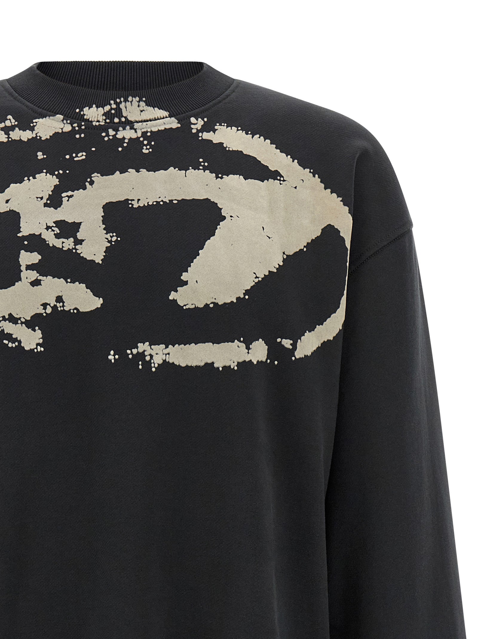 Cotton Fleece Sweatshirt with Flocked Logo