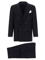 Blue Virgin Wool and Cashmere Double-Breasted Two-Piece Suit