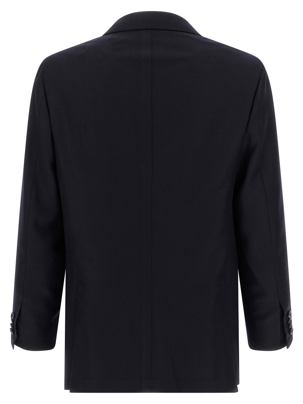 Blue Virgin Wool and Cashmere Double-Breasted Two-Piece Suit