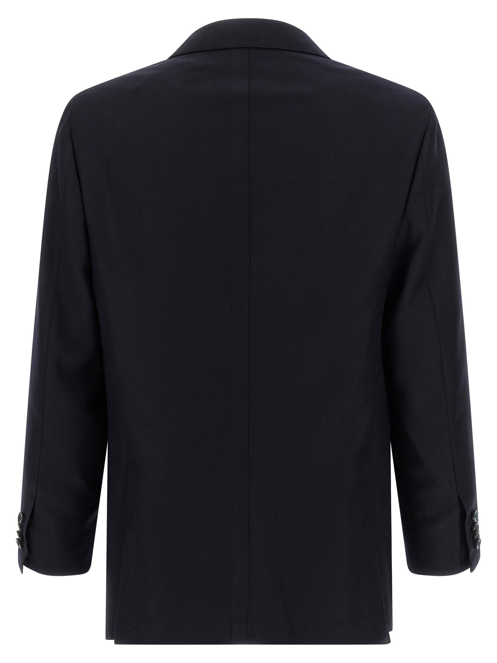 Blue Virgin Wool and Cashmere Double-Breasted Two-Piece Suit