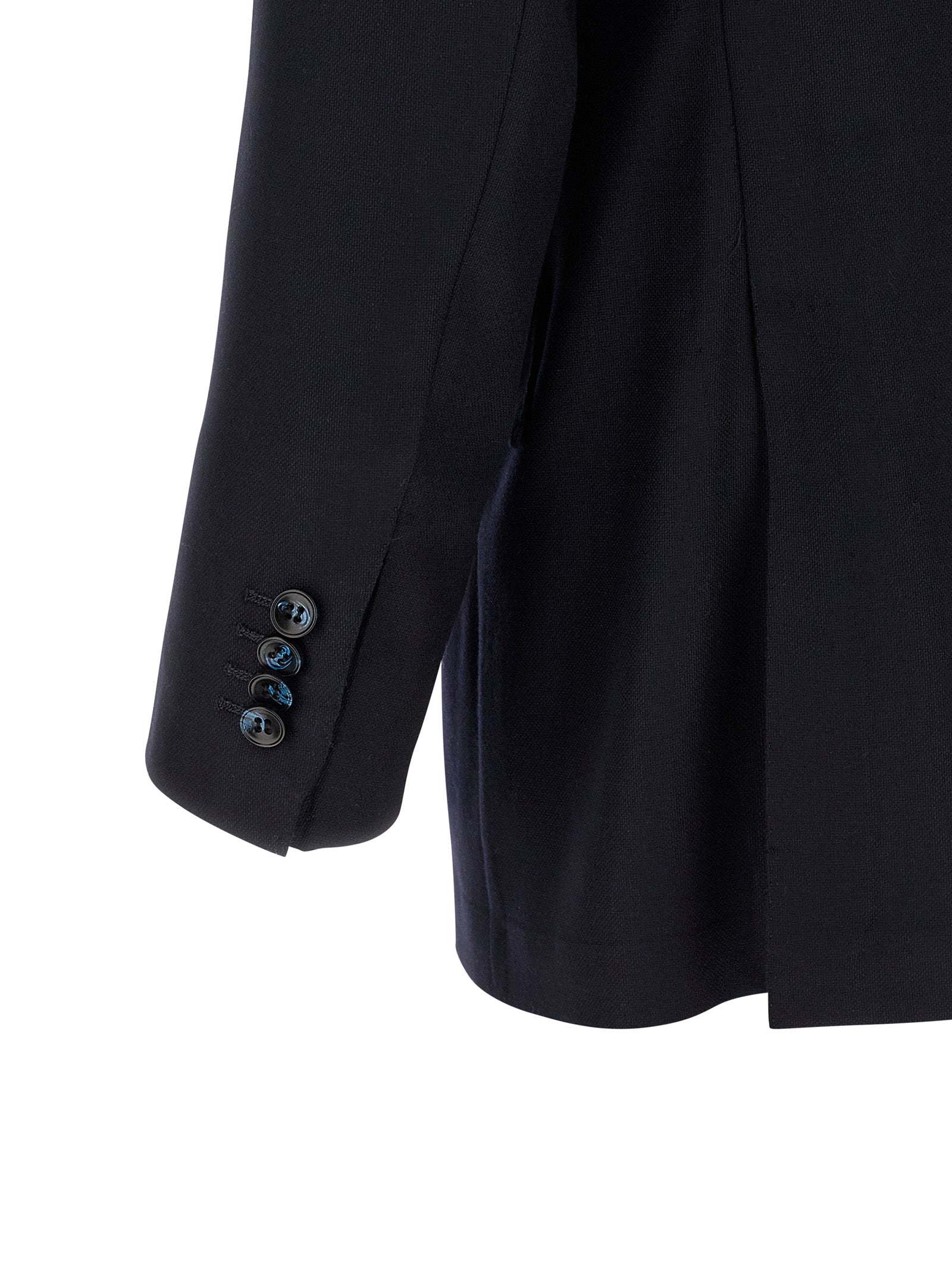 Blue Virgin Wool and Cashmere Double-Breasted Two-Piece Suit