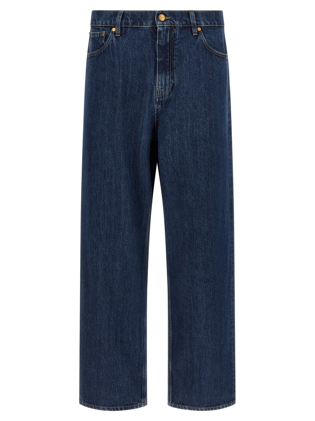 Blue Cotton Straight-Leg Jeans