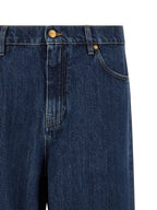 Blue Cotton Straight-Leg Jeans