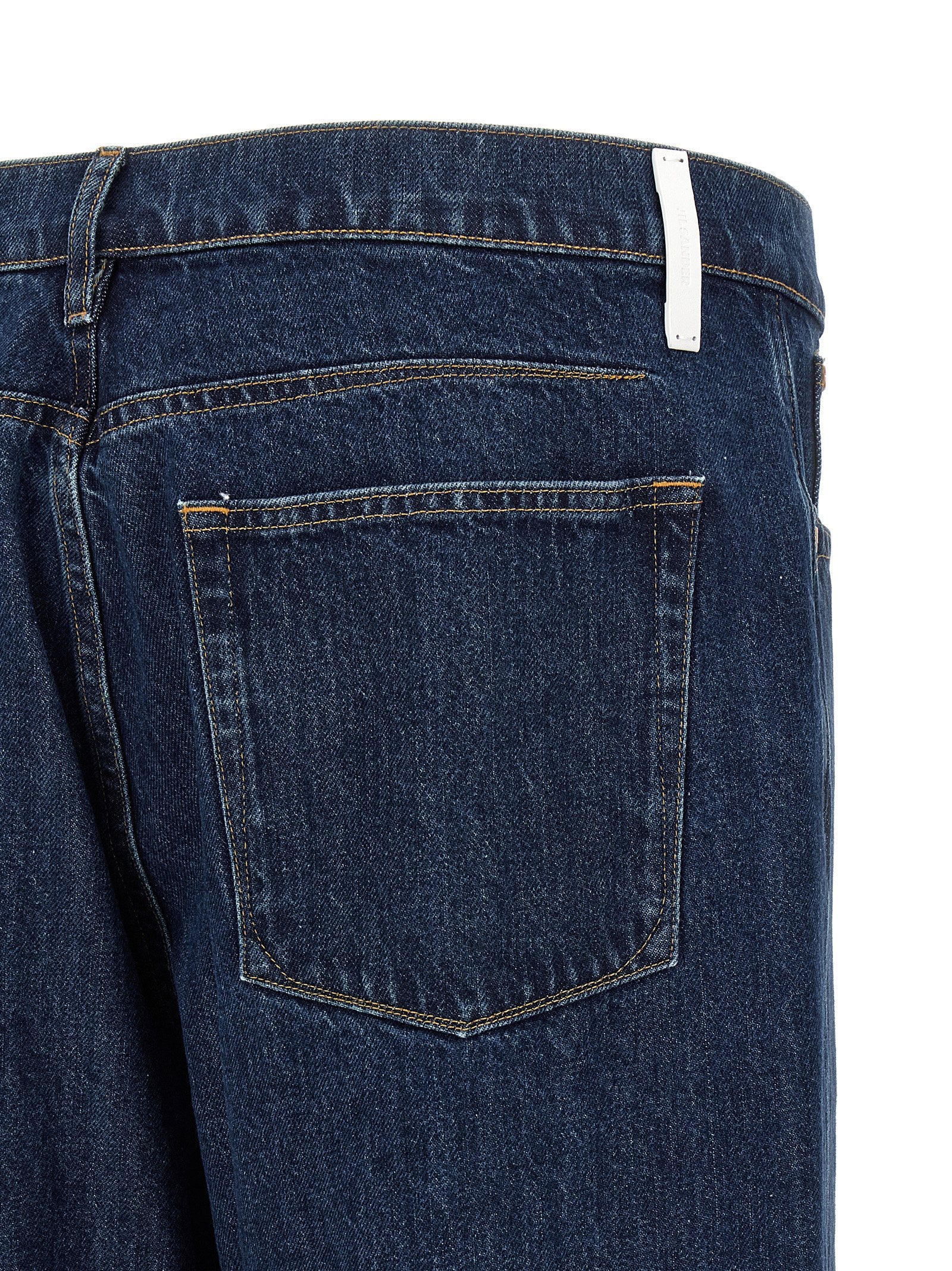 Blue Cotton Straight-Leg Jeans