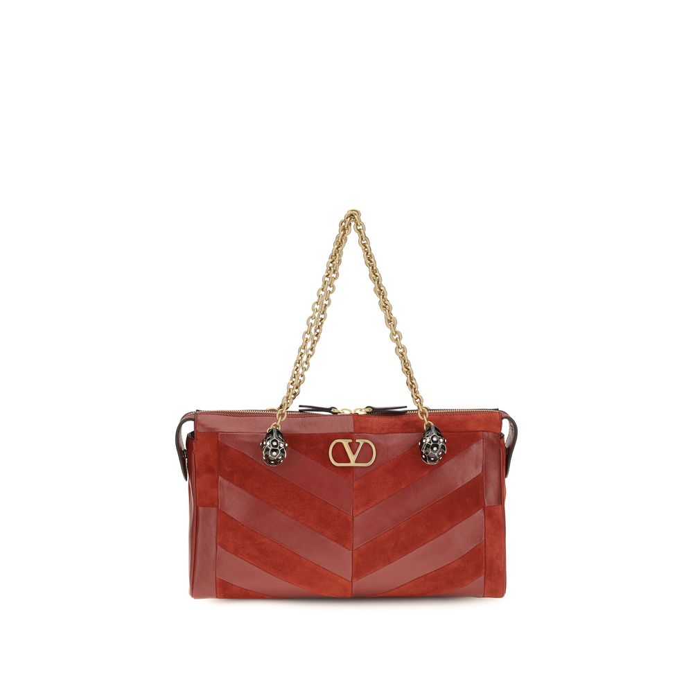 Medium Panthea Patchwork Suede and Glossy Nappa Leather Shoulder Bag