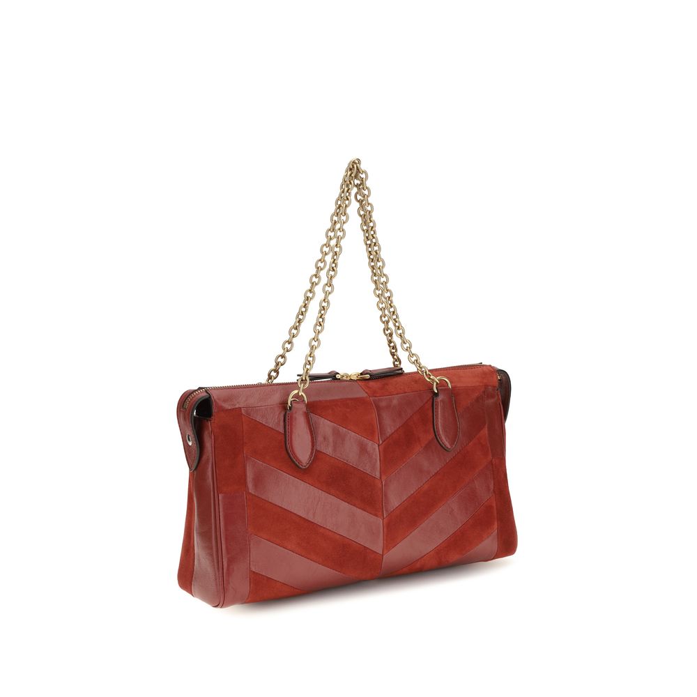 Medium Panthea Patchwork Suede and Glossy Nappa Leather Shoulder Bag