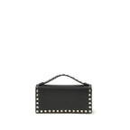 Black Calfskin Rockstud Chain Wallet