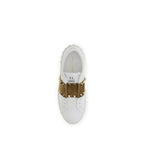 White Calfskin Rockstud Untitled Sneakers