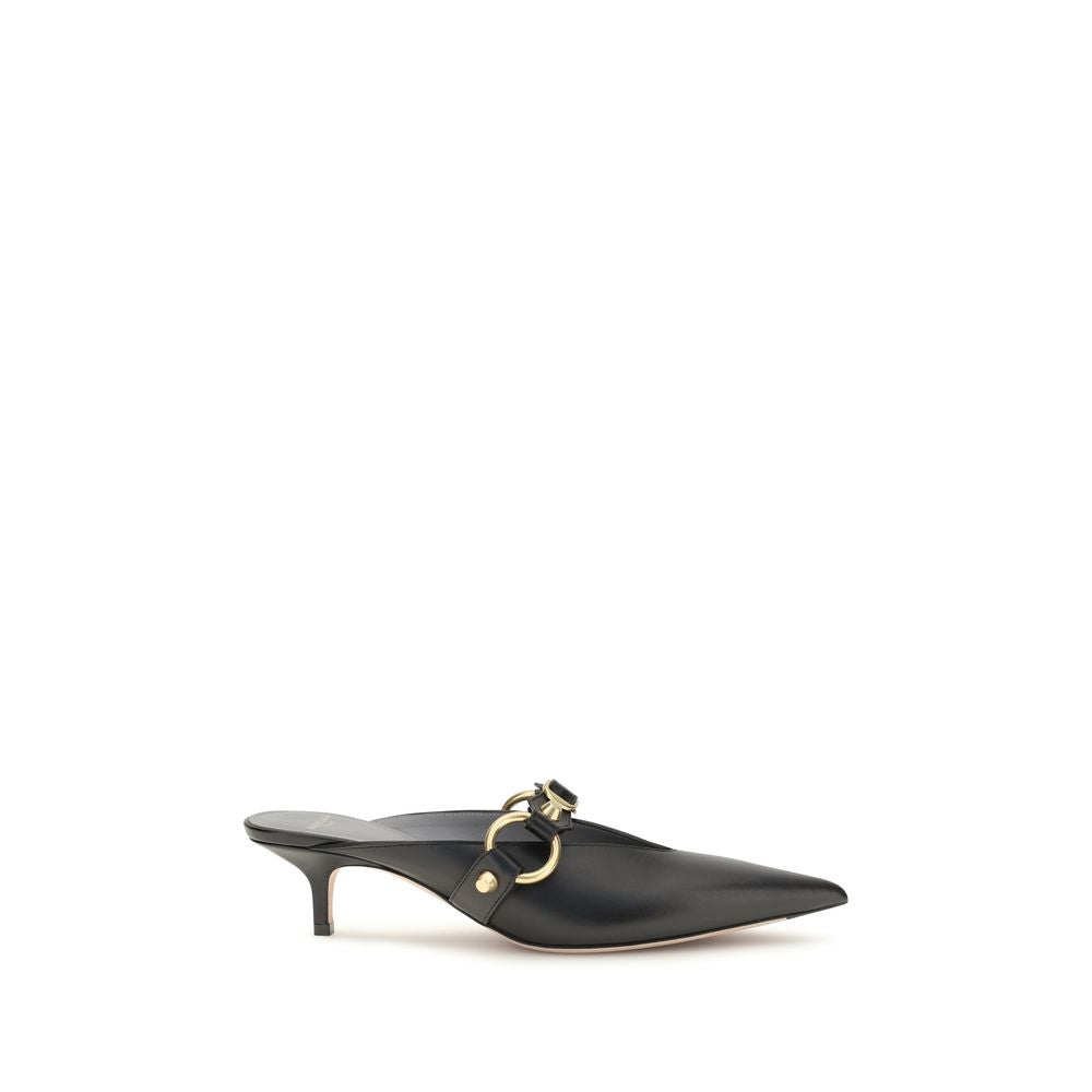 Black Calfskin City Mules