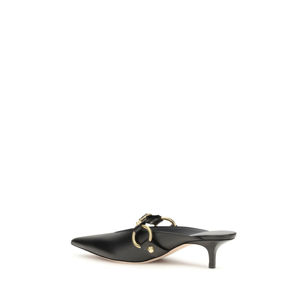 Black Calfskin City Mules