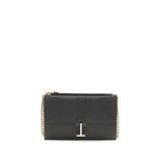 Black Grained Calf Leather Chain Shoulder Bag