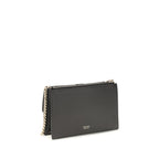 Black Grained Calf Leather Chain Shoulder Bag