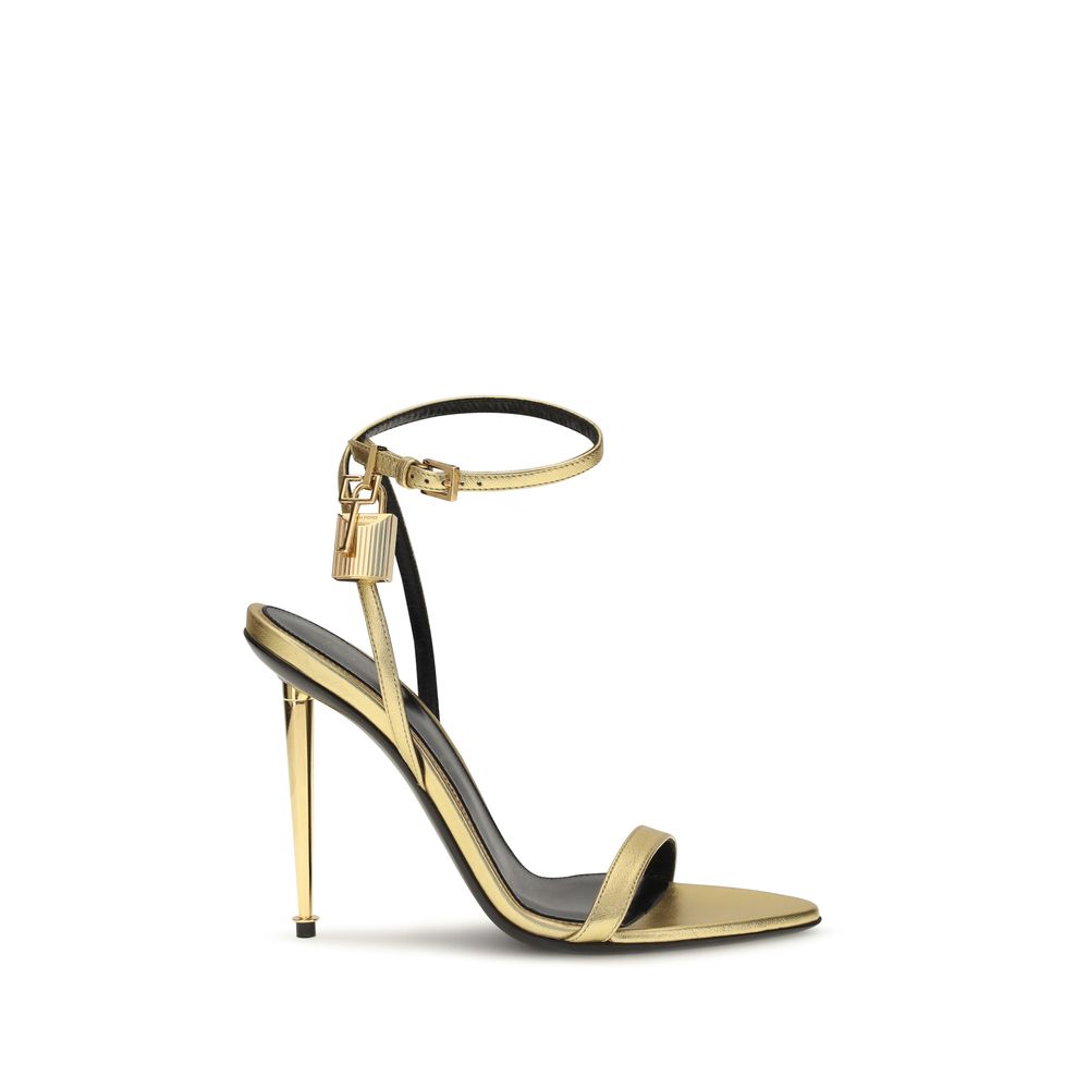 Gold Lambskin Stiletto Sandals