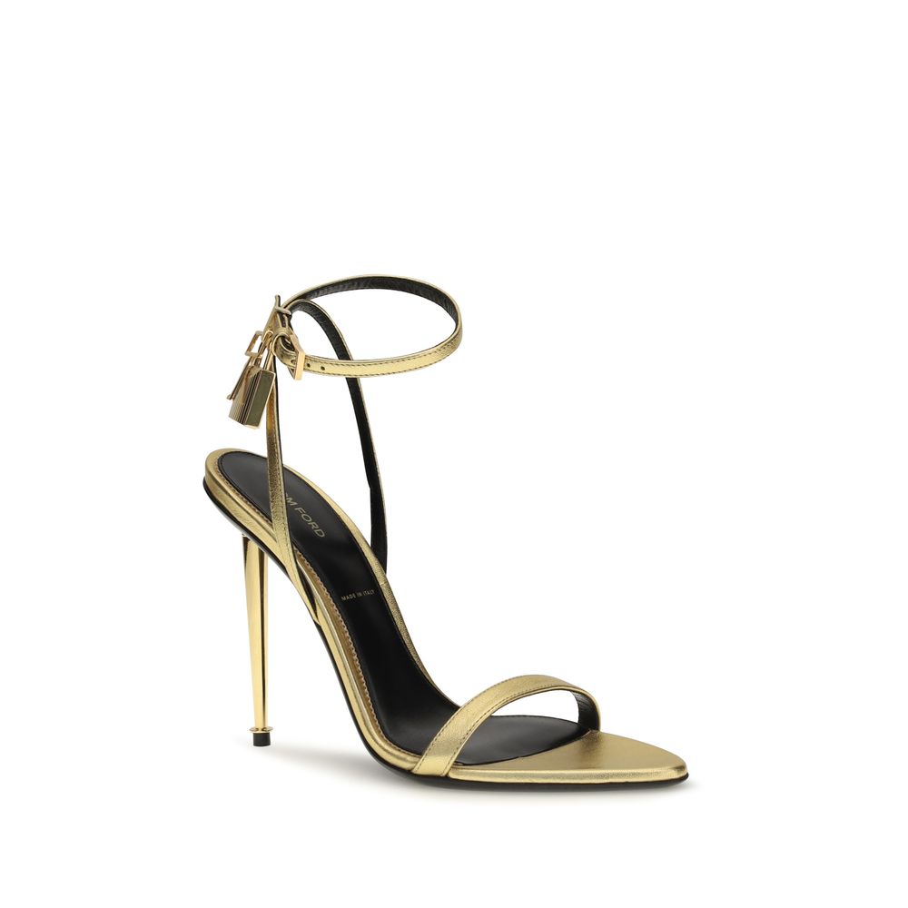 Gold Lambskin Stiletto Sandals