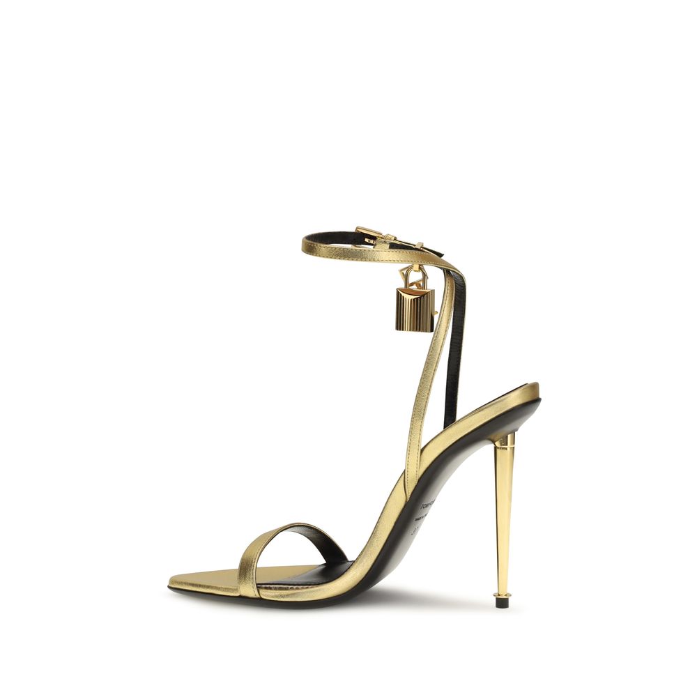 Gold Lambskin Stiletto Sandals