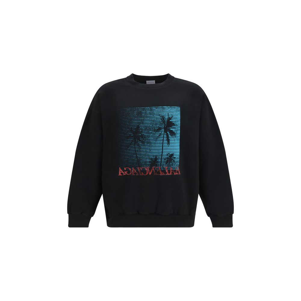 Black Cotton Graphic Sweatshirt