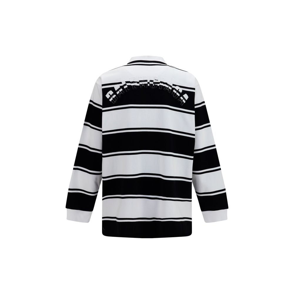 Striped Cotton Long‑Sleeve Polo