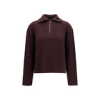 Brown Merino Wool Ribbed Sweater