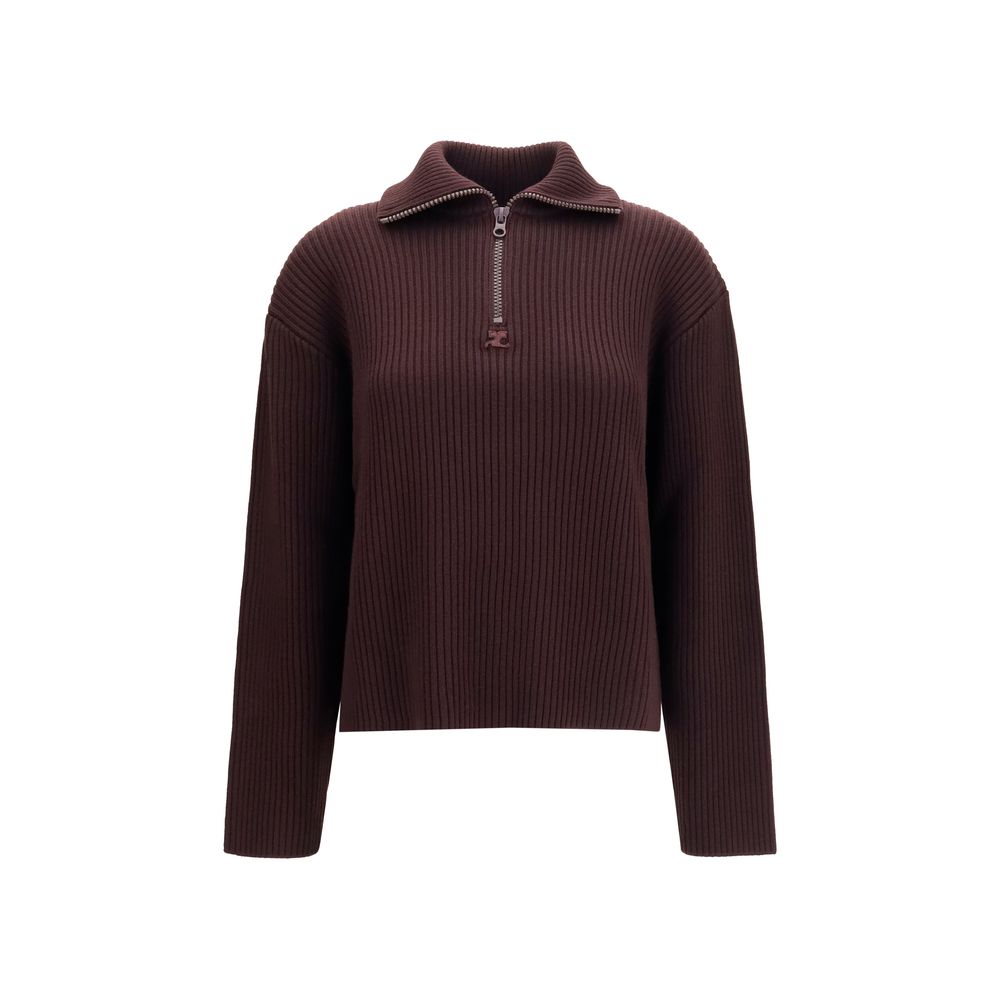 Brown Merino Wool Ribbed Sweater